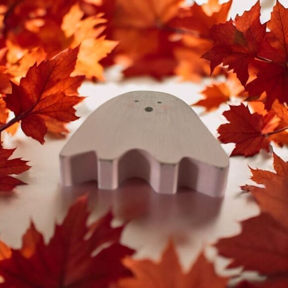 Adorable Quill to Paper Pink Wooden Ghost Halloween Figure NWT - Picture 4 of 4